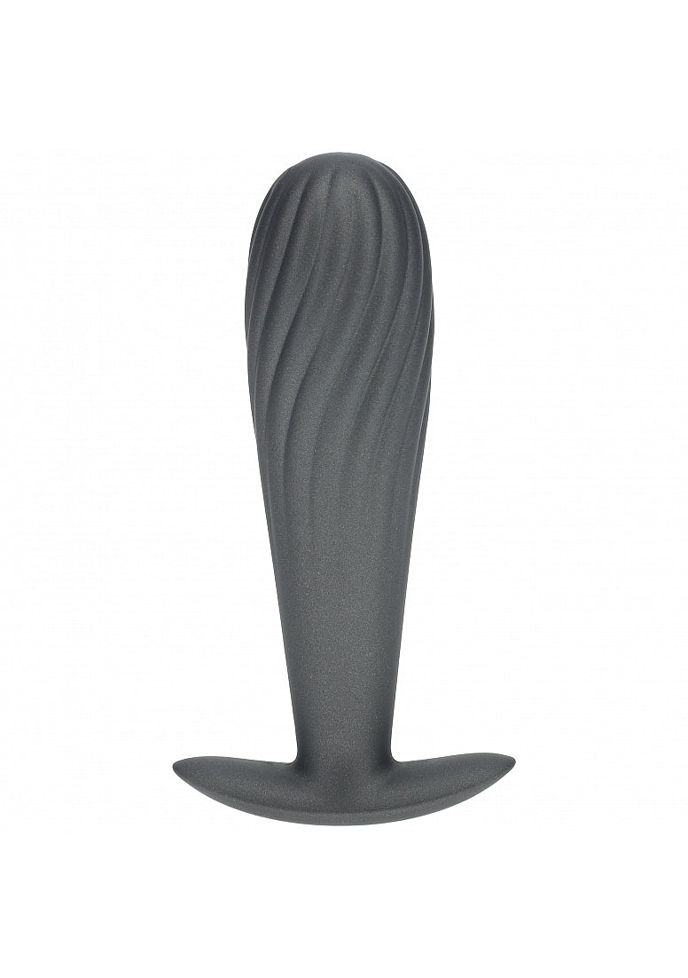 Ouch Ribbed Anal Plug-Gunmetal