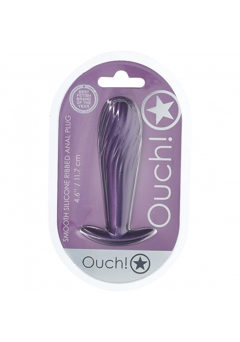Ouch Ribbed Anal Plug-Purple