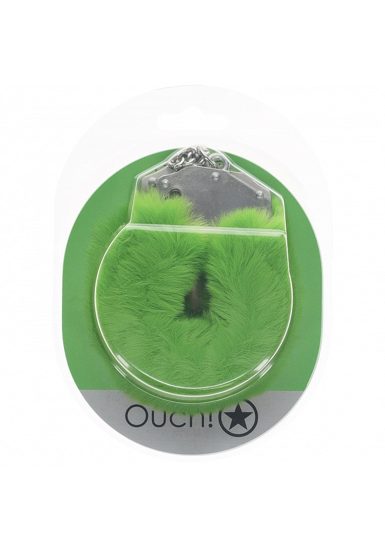 Ouch Heavy Duty Fluffy Cuffs-Green