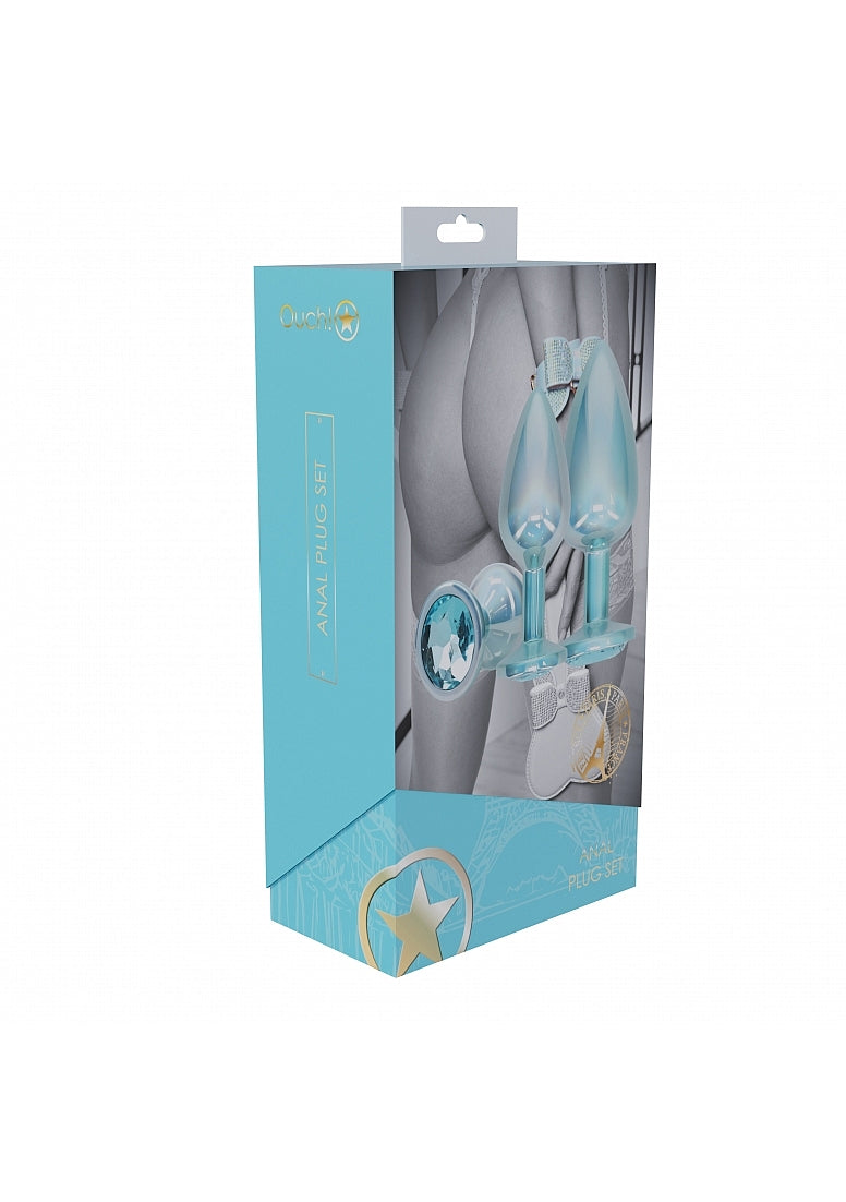Ouch Paris-Metal Anal Plug Set-Blue