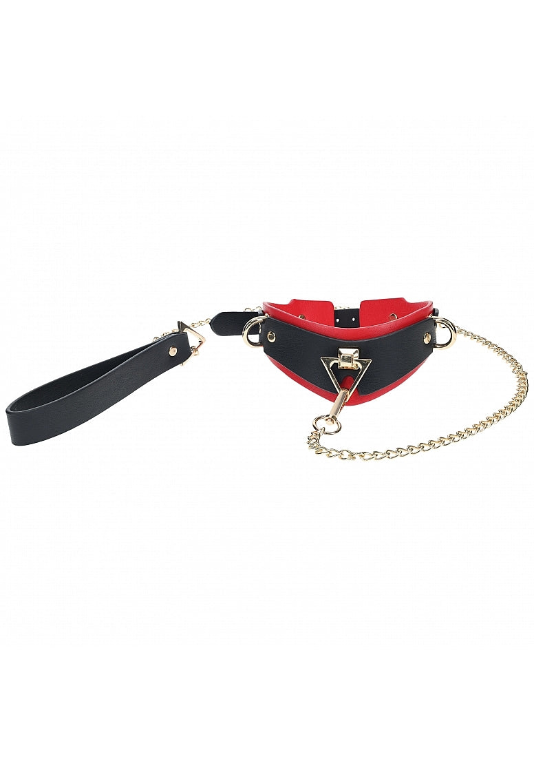 Ouch Milan Collar with Leash-Black/Red