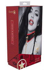 Ouch Milan Collar with Leash-Black/Red