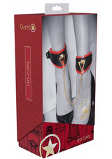 Ouch Milan Leg Cuffs-Black/Red