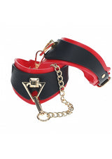 Ouch Milan Leg Cuffs-Black/Red