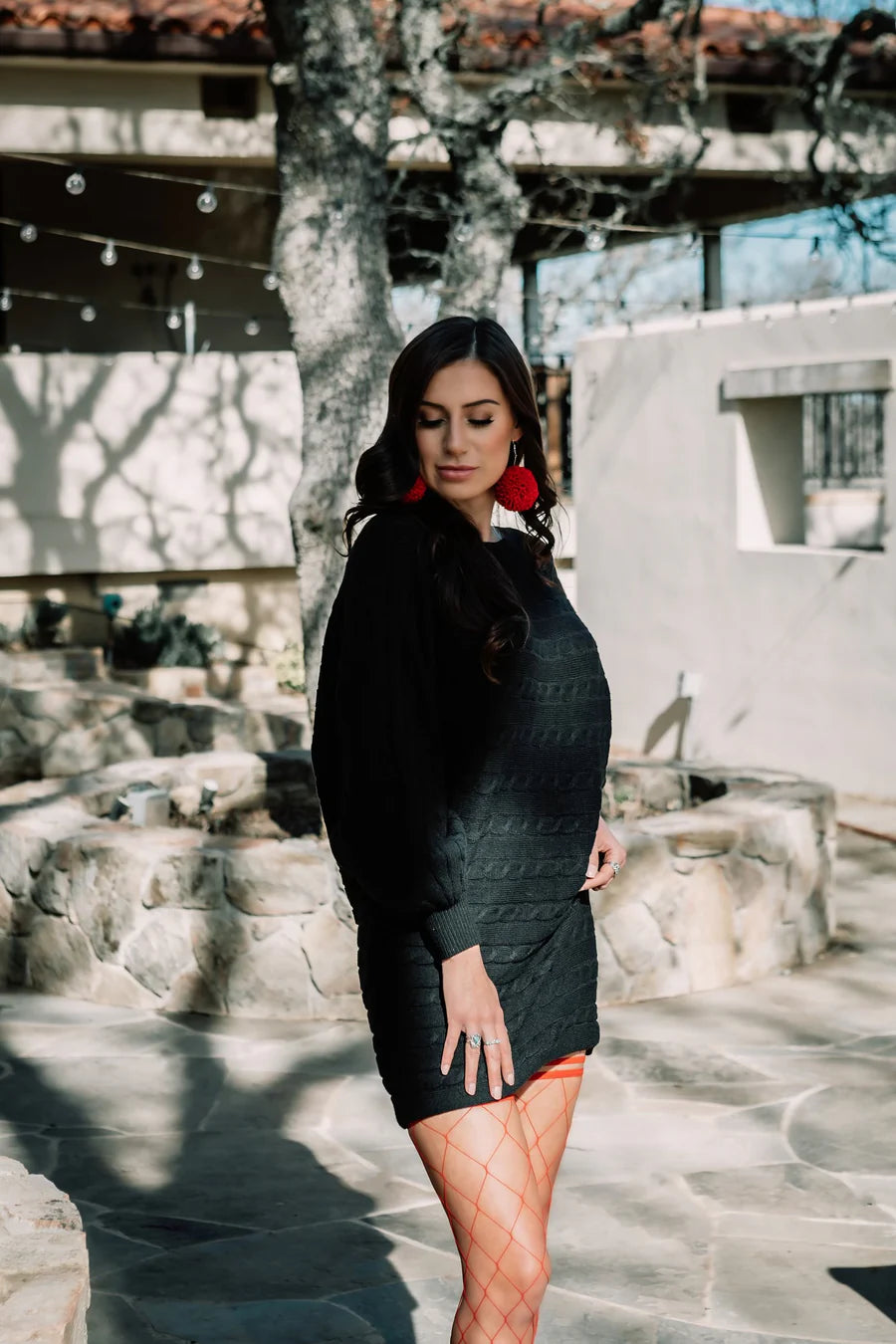 Thigh High: Claudia Red Large Net