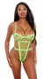 Neon Fishnet Bodysuit Green Large