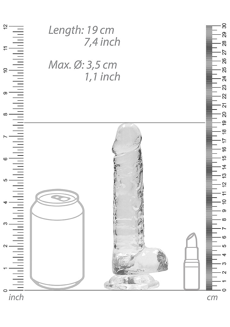 RealRock Dildo with Balls - Clear 7"