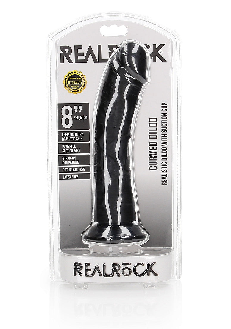 RealRock Curved Dong - Black 8"