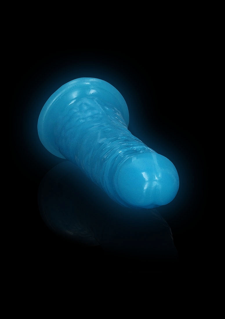 RealRock Glow In The Dark Dildo - Blue 6"