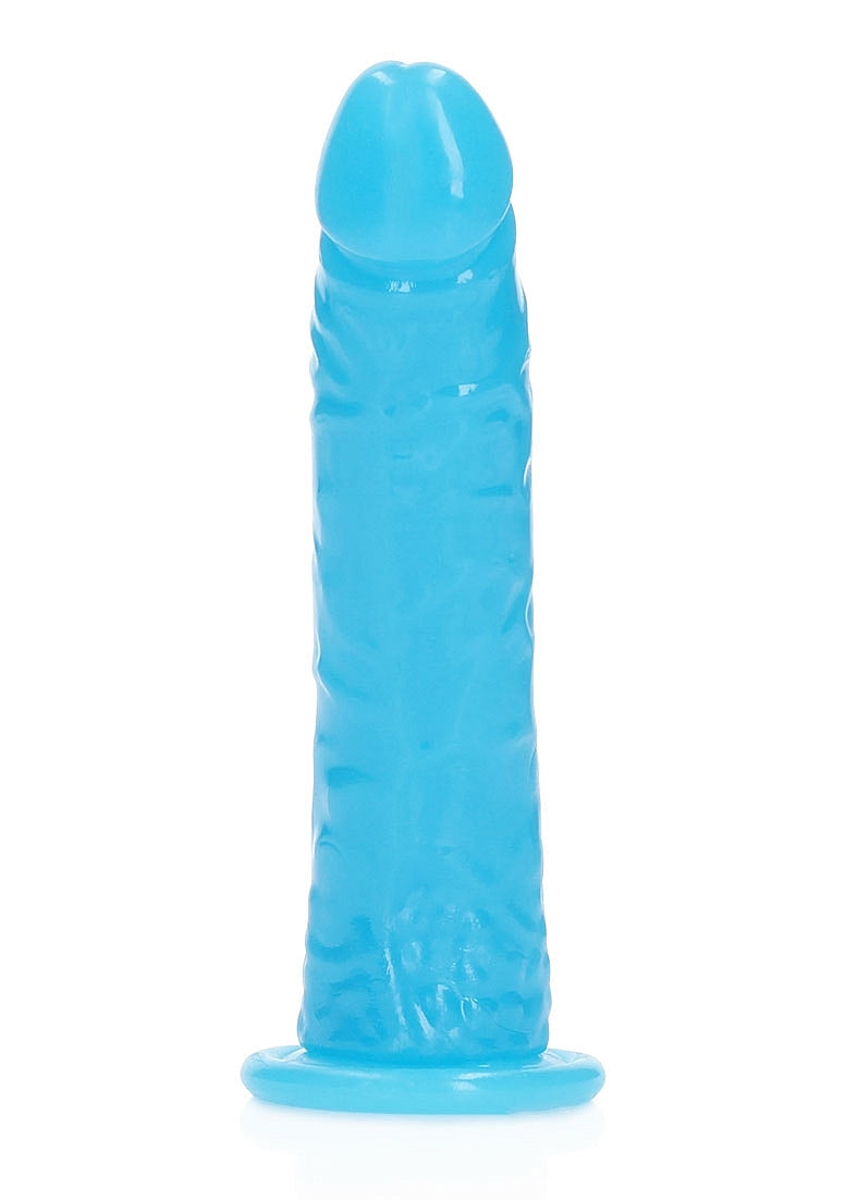 RealRock Glow In The Dark Dildo - Blue 6"
