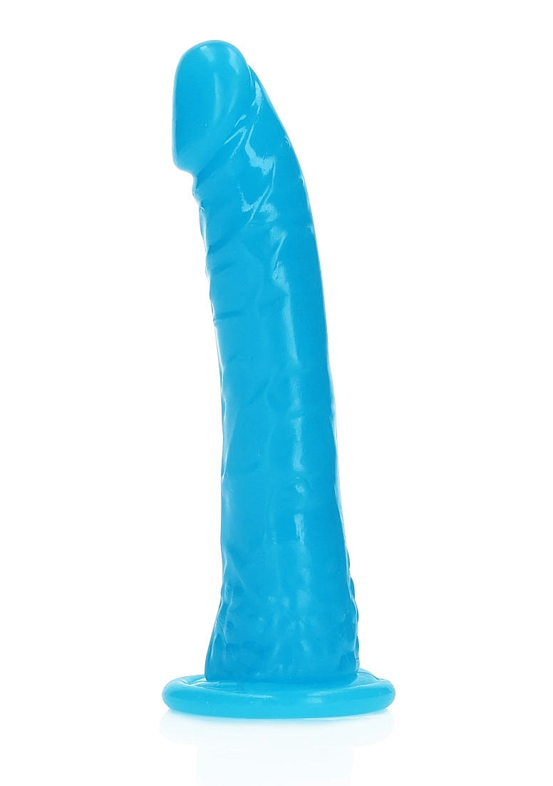 RealRock Glow In The Dark Dildo - Blue 6"