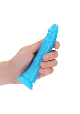 RealRock Glow In The Dark Dildo - Blue 6"