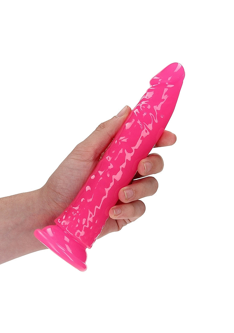 RealRock Glow In The Dark Dildo - Pink 8"