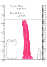 RealRock Glow In The Dark Dildo - Pink 8"