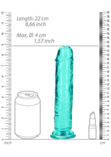 RealRock Straight Dildo - Turquoise 8"