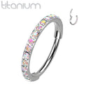 Nose: Titanium Pave Hoop-Aurora