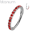 Nose: Titanium Pave Hoop-Red