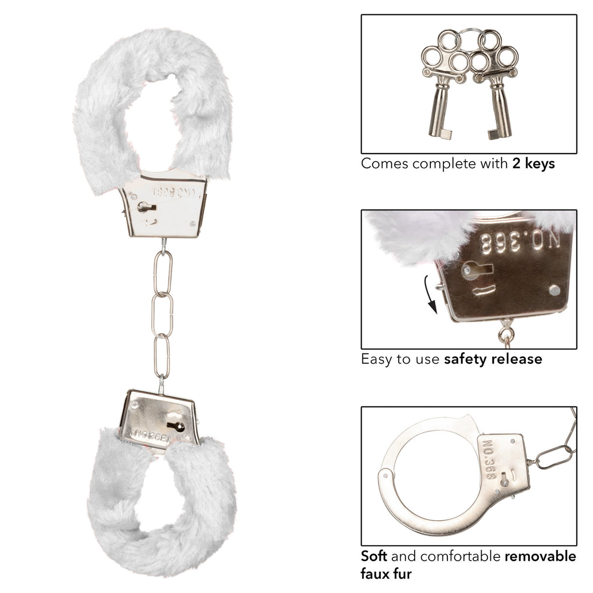 Playful Furry Cuffs-White