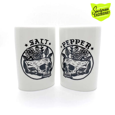 Sourpuss Floral Skull Salt & Pepper Shakers