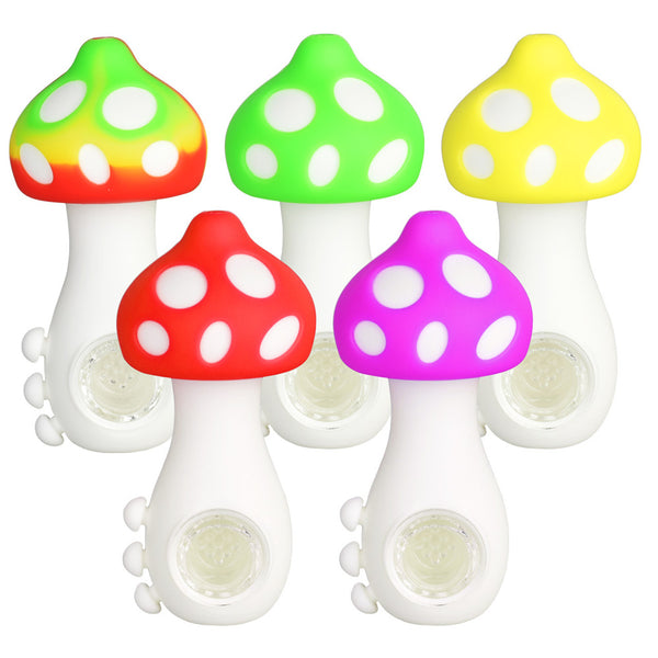 Silicone Mushroom Pipe with Glass Bowl