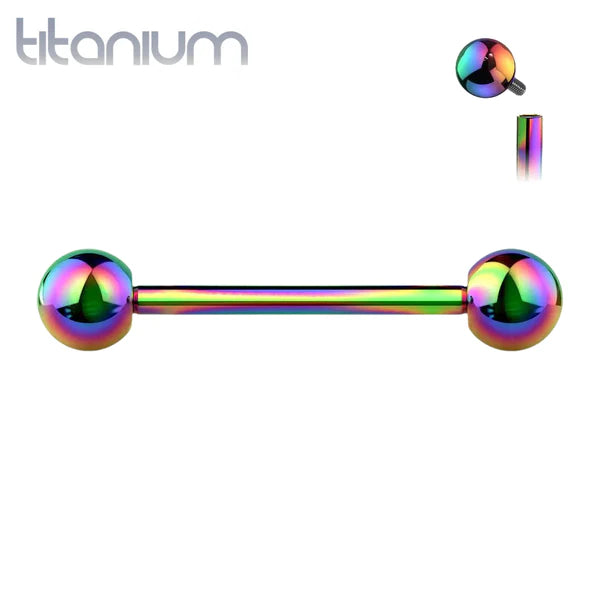 Tongue: Titanium Straight Barbell Rainbow