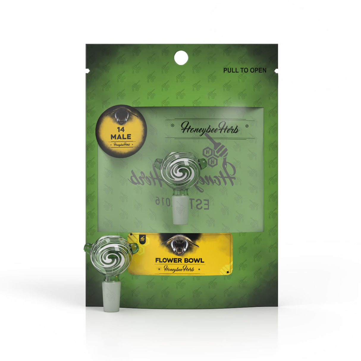 Honeybee Herb: Large Round Swirl (14mm - Green/White)