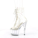 7" Platform Lace-Up Ankle Boot Clear/Glitter Size 10