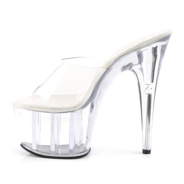 Shoes: 7" Peep Toe Slide- Clear