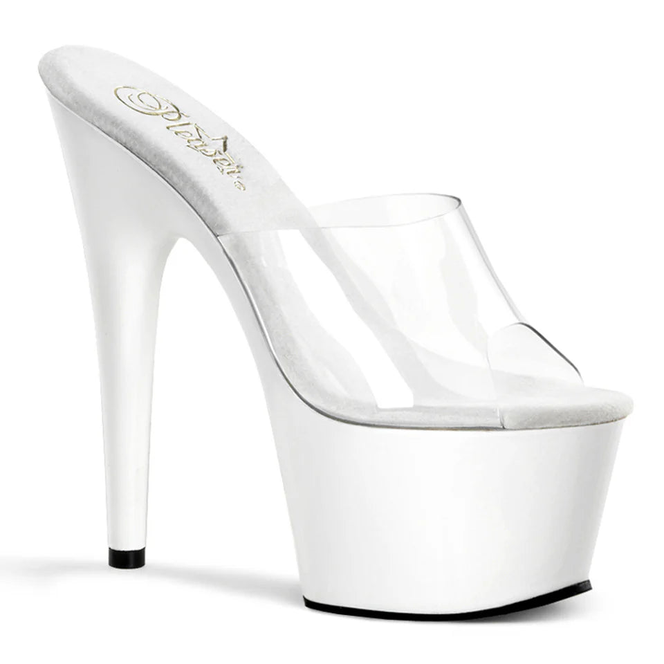 Shoes: 7" Adore White/Clear Slide