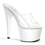 Shoes: 7" Adore White/Clear Slide