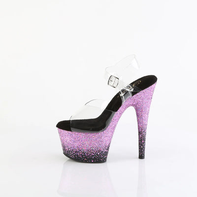 7" Heel Ankle Strap Sandal Gradient Glitter Size 8