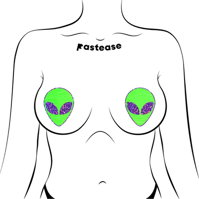 Pasties: Alien Glow-In-The-Dark with Glittering Purple Eyes