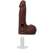 Realistic Cock w/Balls VacULock - Black 7"