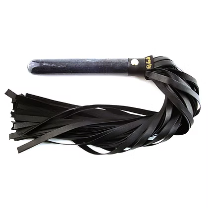 Rouge Leather Marble Handle Flogger-Black