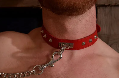 Rouge ORing Studded Collar-RED