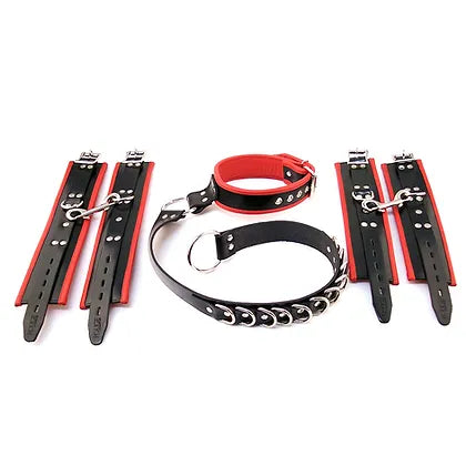 Rouge Leather D Ring Hog-Tie Set