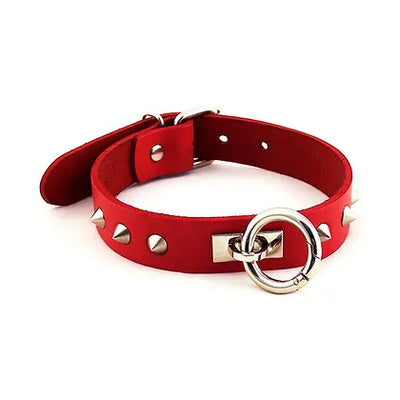Rouge ORing Studded Collar-RED