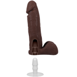 Realistic Cock w/Balls VacULock - Black 8"