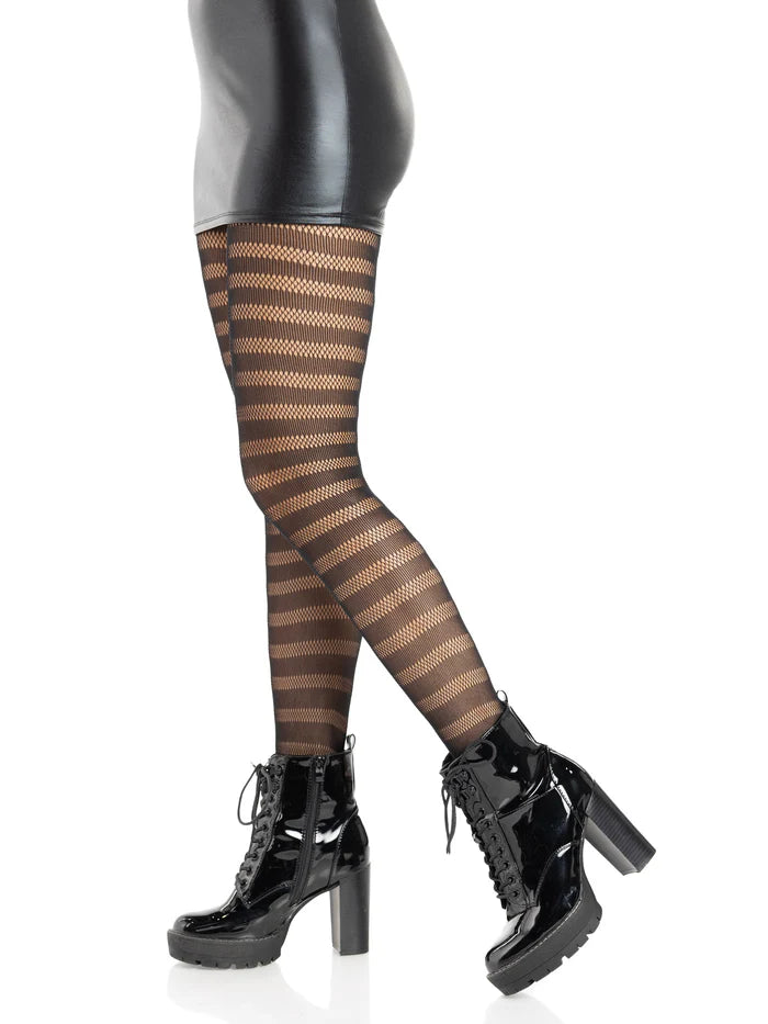 Horizontal Striped Net Tights