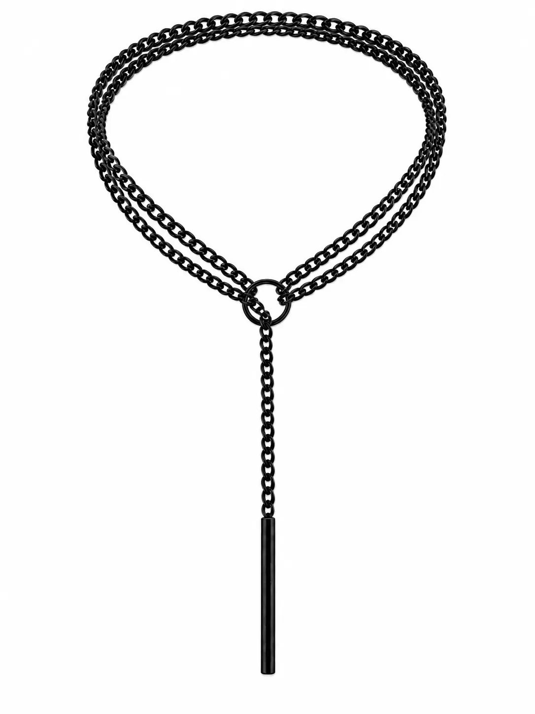 Black Punk O Ring Slip Long Choke Chain