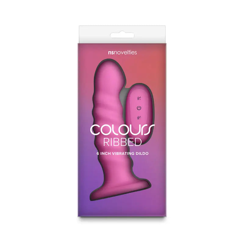 Colours Ribbed 6" Vibrating Dildo - Pink