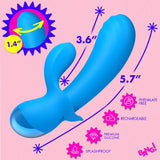 BANG! Flexible Thick Silicone Rabbit Vibrator - Blue