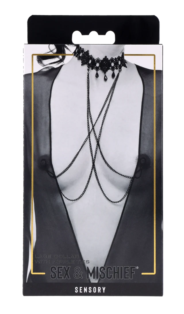 Sex & Mischief Lace Collar with Nipple Ties