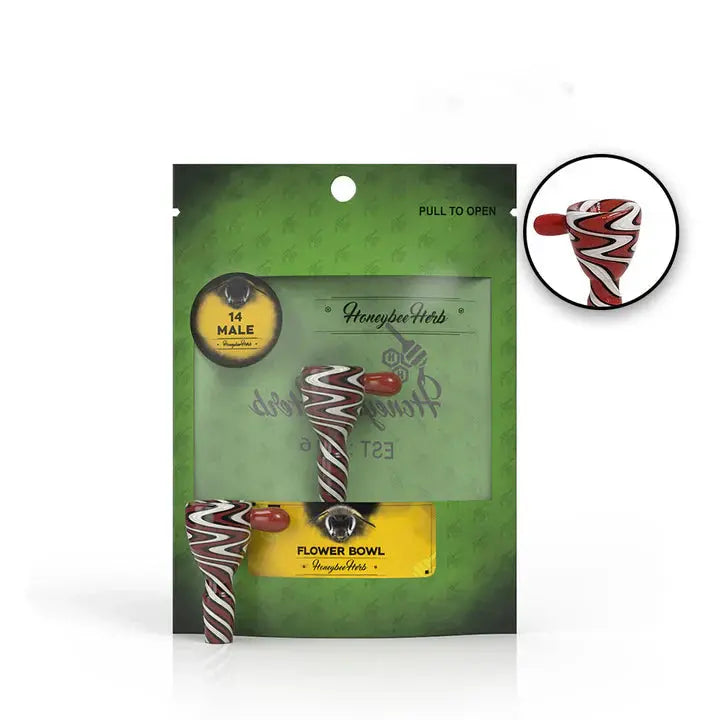 Honeybee Herb: Squiggle Bowl (14mm - Red and White)