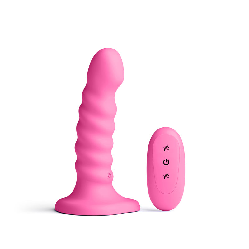Colours Ribbed 5" Vibrating Dildo - Pink