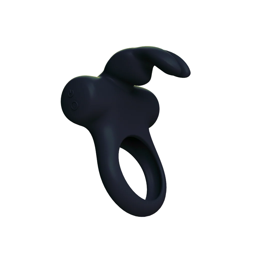 Frisky Bunny Rechargeable Cockring - Black