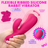 BANG! Flexible Ribbed Silicone Rabbit Vibrator - Pink
