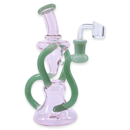 Plain Jane: 8" Hourglass Dual Recycler (Pink/Green)
