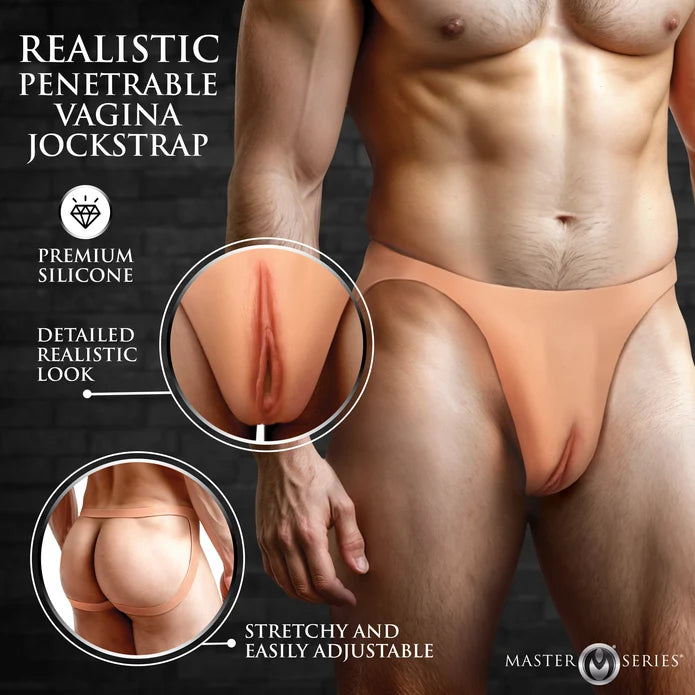 Master Series Pussy Strap Silicone Vagina - Light