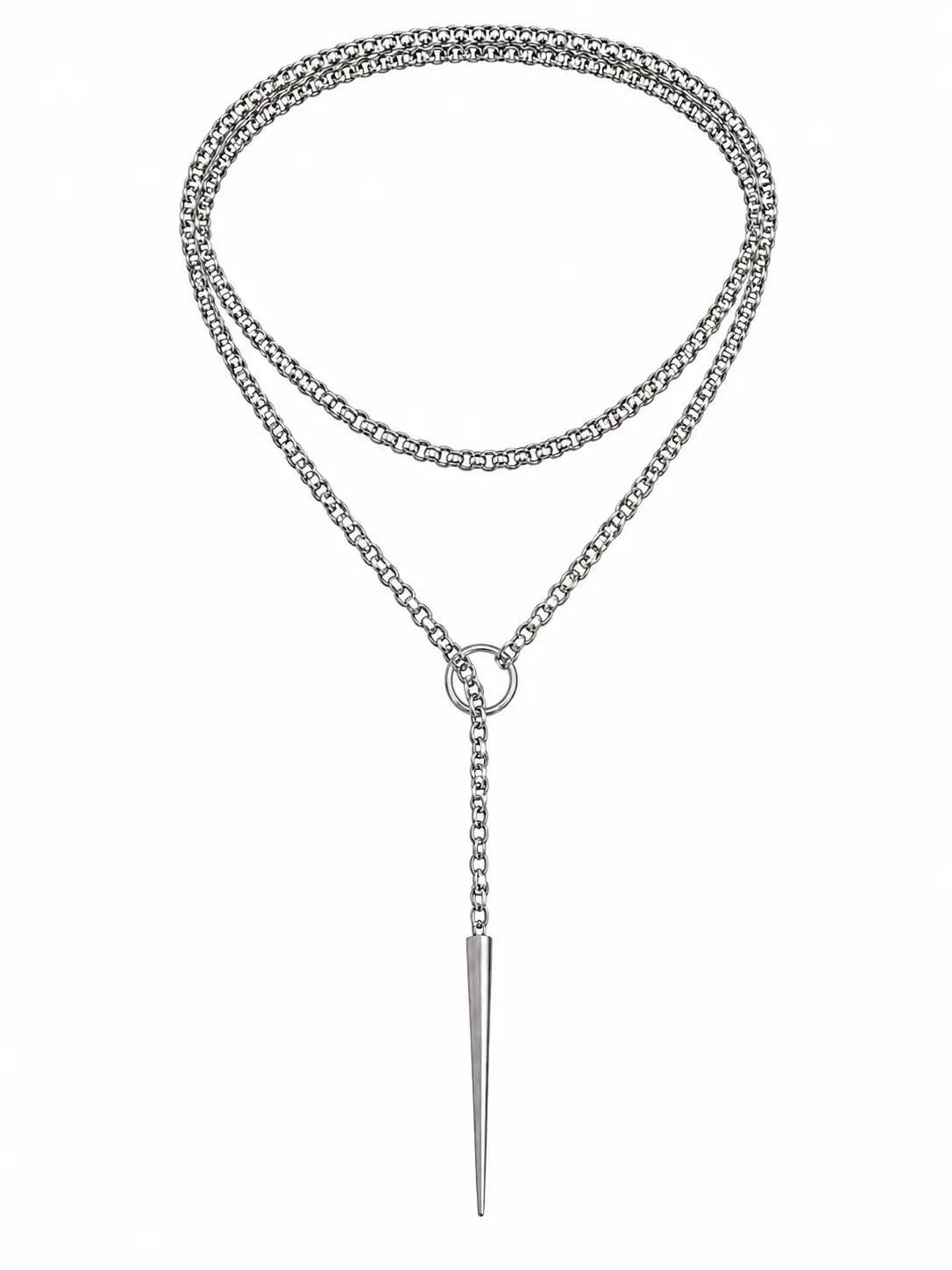 Silver Punk O Ring Long Slip Choke Chain
